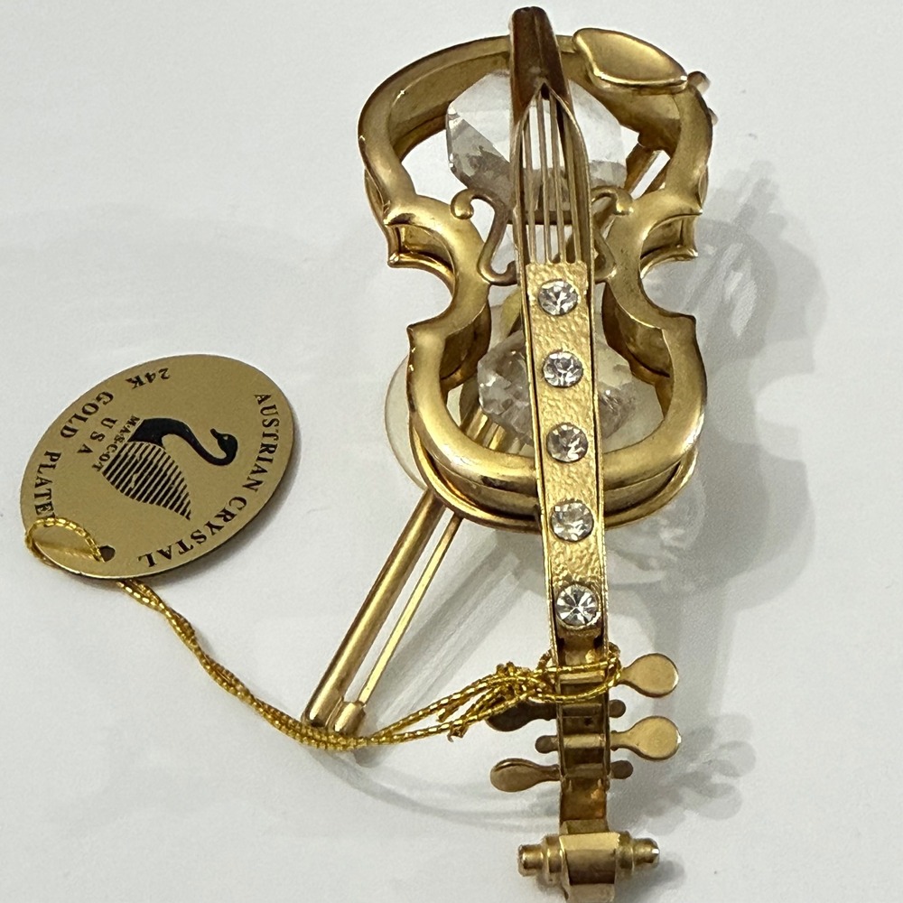 Mascot USA 24K Gold Plated Austrian Crystal Violin & Bow Sun Catcher Figurine